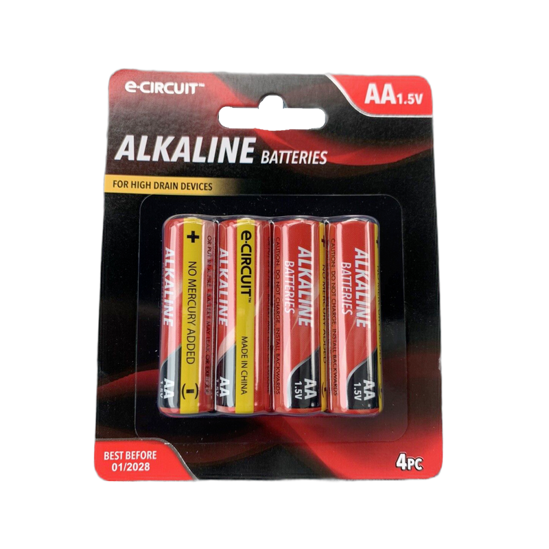 Buy now 4-Pack Batteries | AA long-lasting alkaline power cells for high-drain devices, eco-friendly packaging