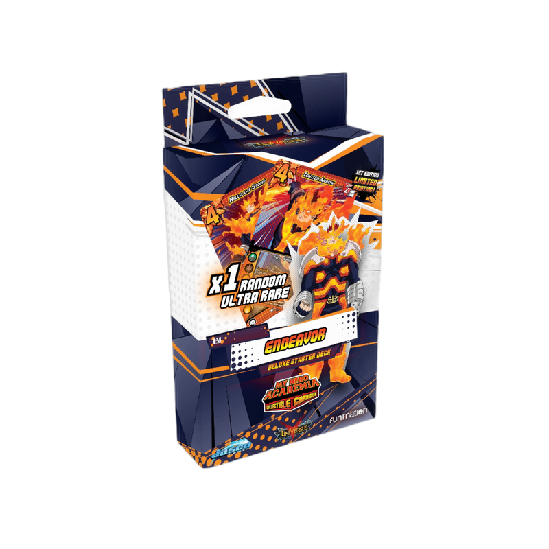New My Hero Academia Endeavor CCG Deluxe Starter Deck, collectible card game, vibrant artwork, sealed package