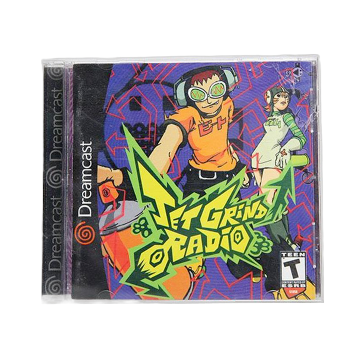 Vintage Jet Grind Radio for Dreamcast, classic 2000s graffiti skate game, vibrant cover art