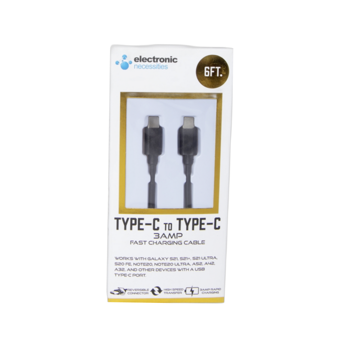 Buy durable 6ft USB-C to USB-C Cable in black, high-speed charging and data transfer, nylon braided