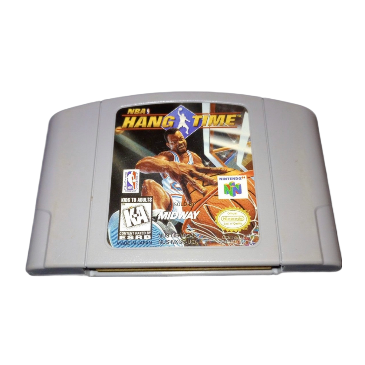 Vintage NBA Hang Time N64 game cartridge, classic basketball video game for Nintendo 64 enthusiasts