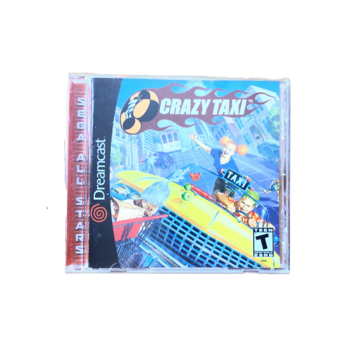 Vintage Crazy Taxi | Dreamcast game, classic arcade racing, yellow cab cover art, 2000 release