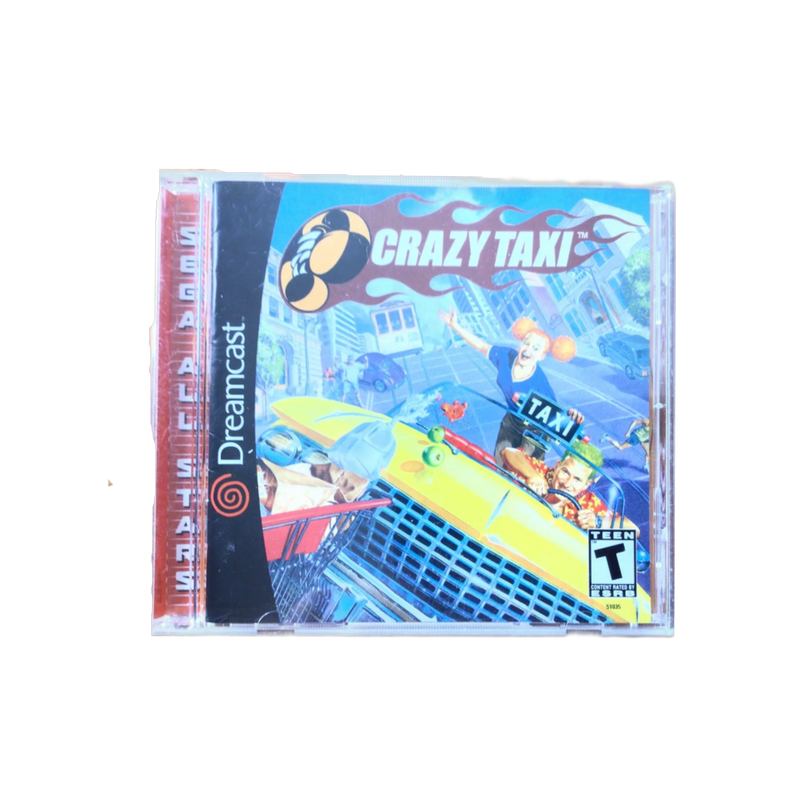 Vintage Crazy Taxi | Dreamcast game, classic arcade racing, yellow cab cover art, 2000 release