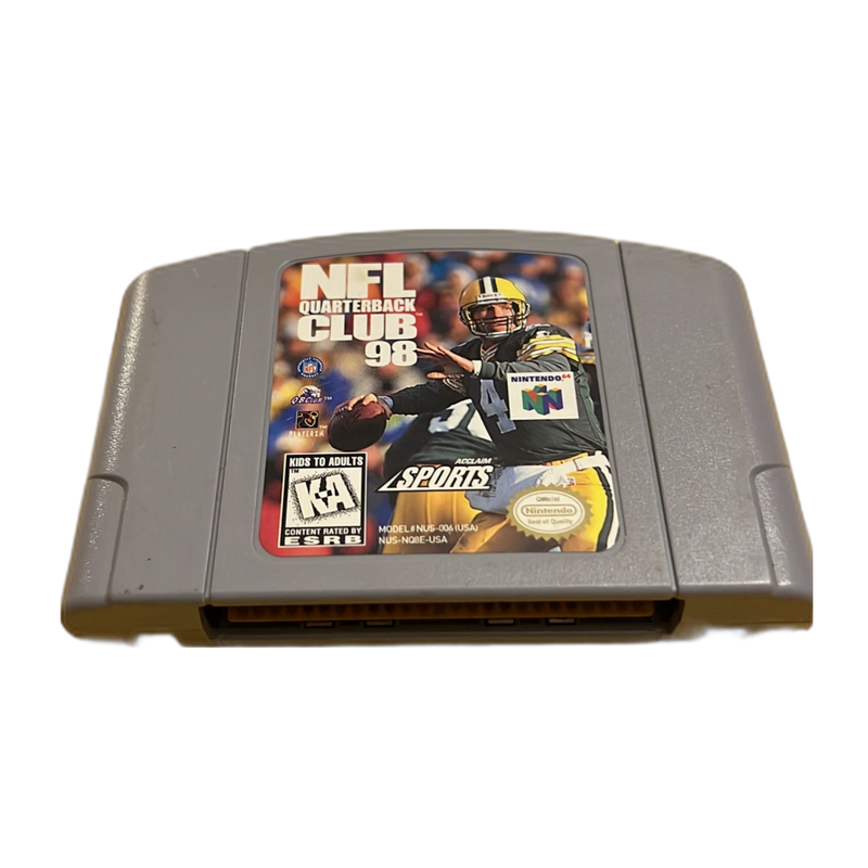 NFL QB Club ‘98 N64 vintage football game cartridge, classic sports collectible for Nintendo 64 enthusiasts